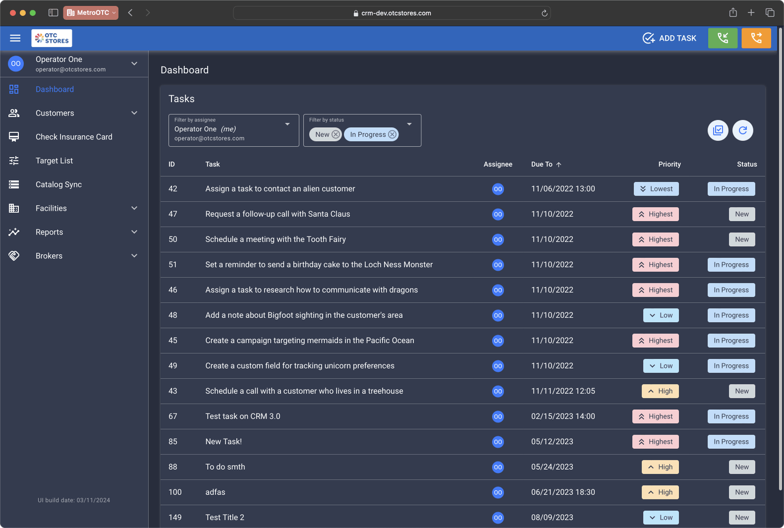 CRM task system