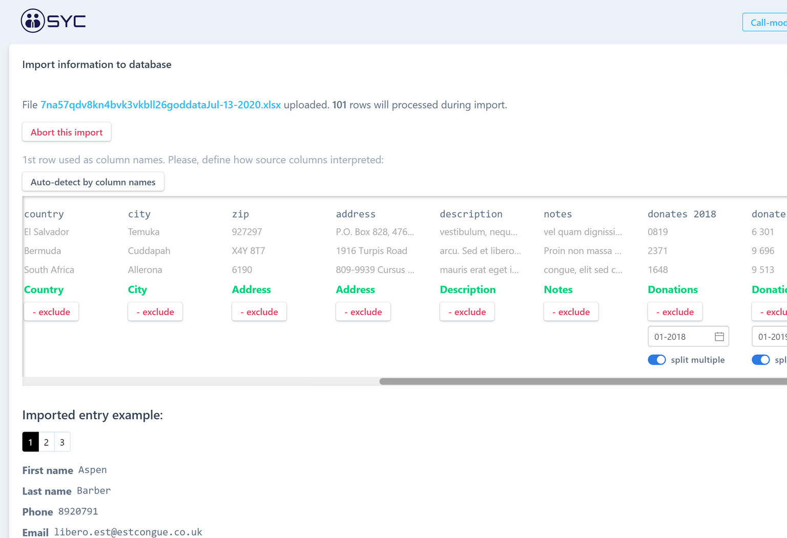 Save Your Contacts app import from XLS